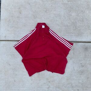 Adidas Red 3‑Stripe Polo Shirt Men’s Large Sporty Casual Distressed Top